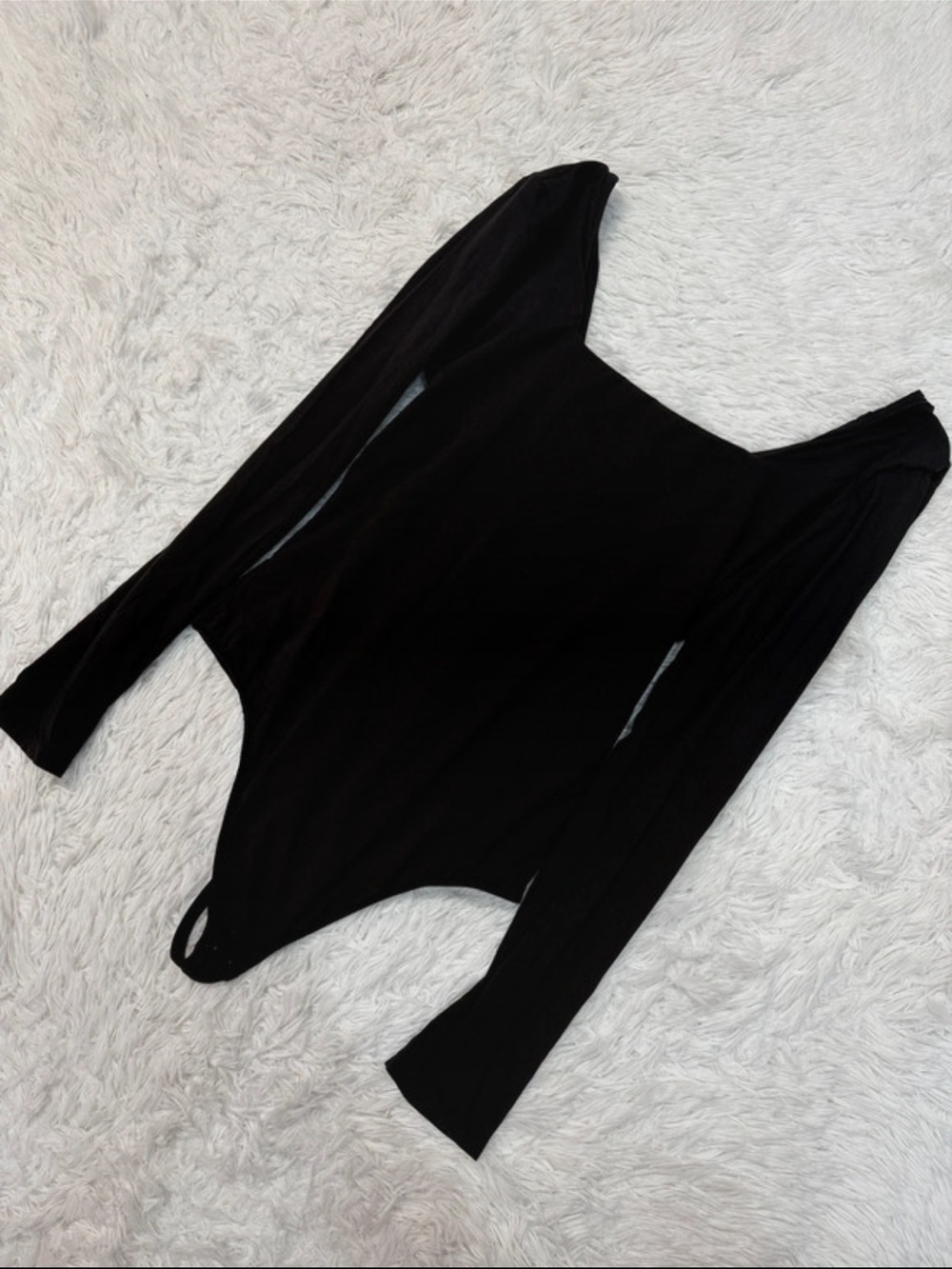 Quince square neck Black Long Sleeve Bodysuit